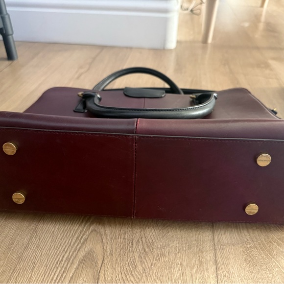 J. Crew black and maroon vintage leather Edie satchel - Picture 4 of 11